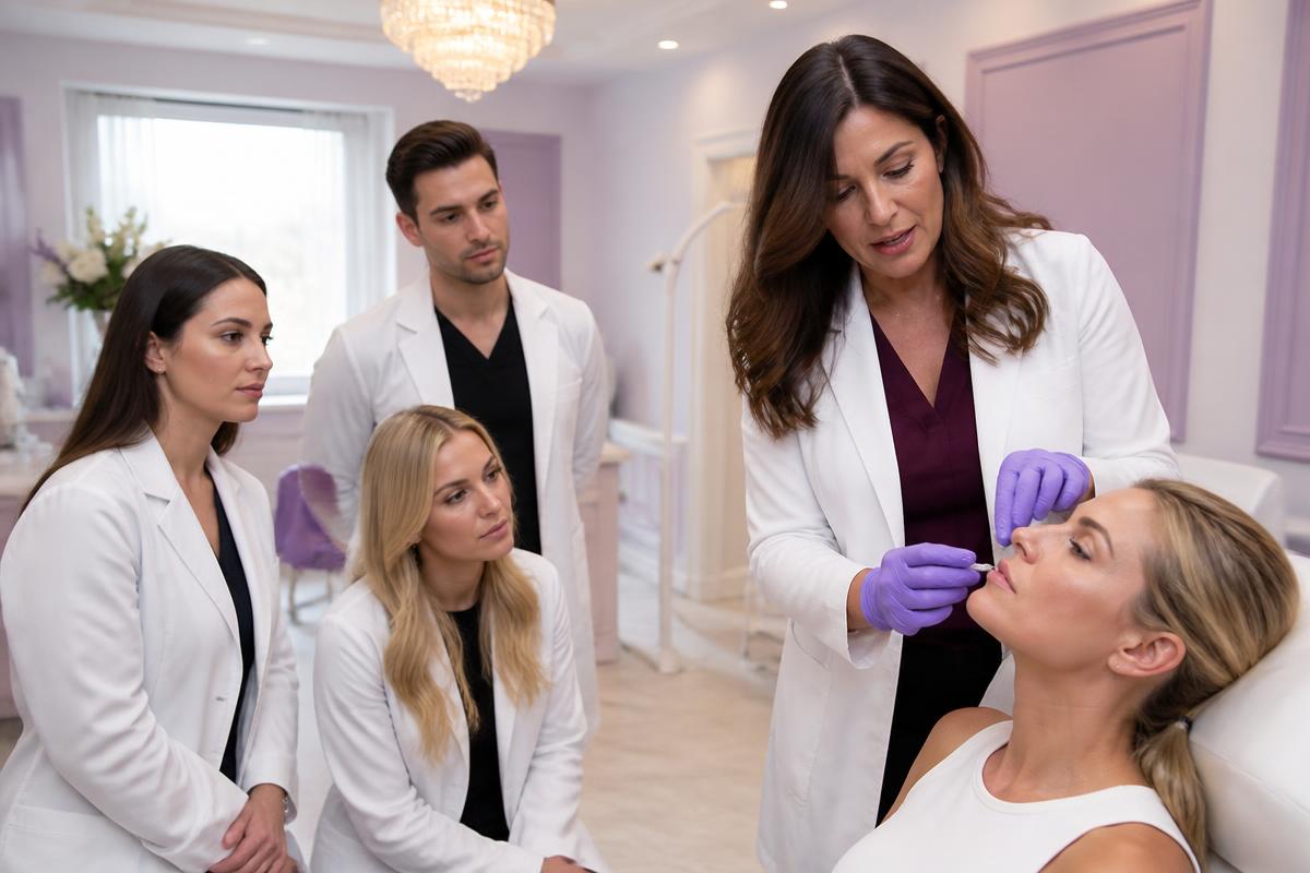 Aesthetic training session with medical professionals at Kosdermis Academy