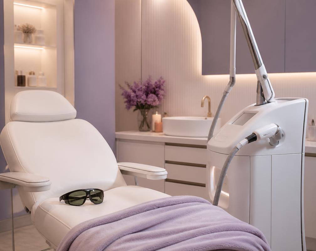 Laser treatment room with modern laser device
